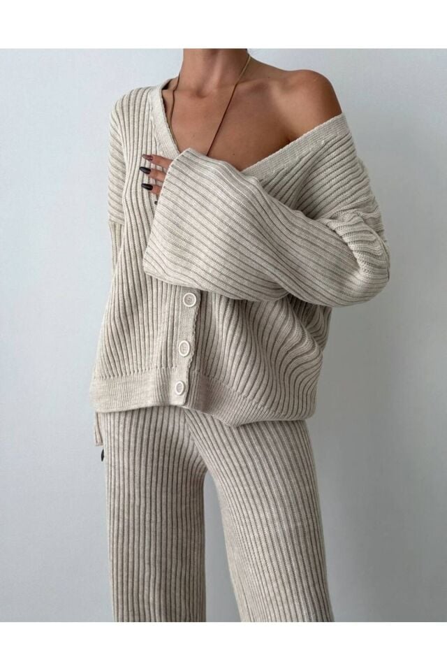 Oversize Fitilli Triko Takım