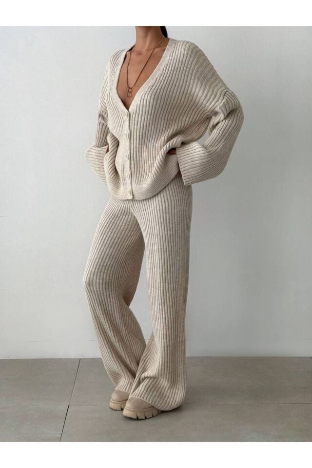 Oversize Fitilli Triko Takım