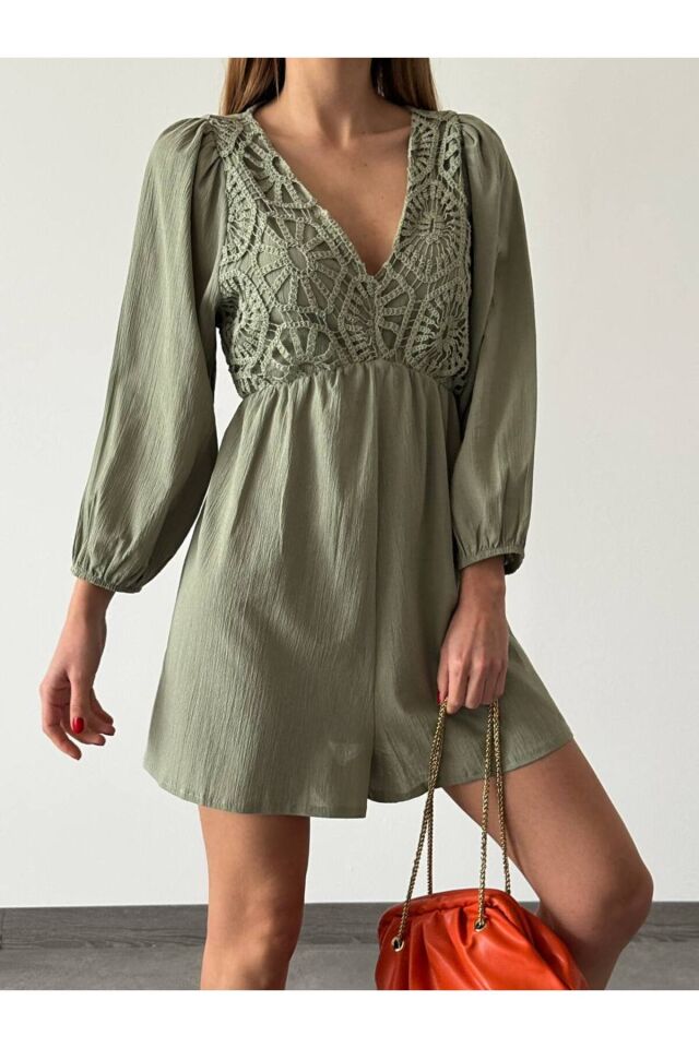 Dantel Detaylı Şort Tulum