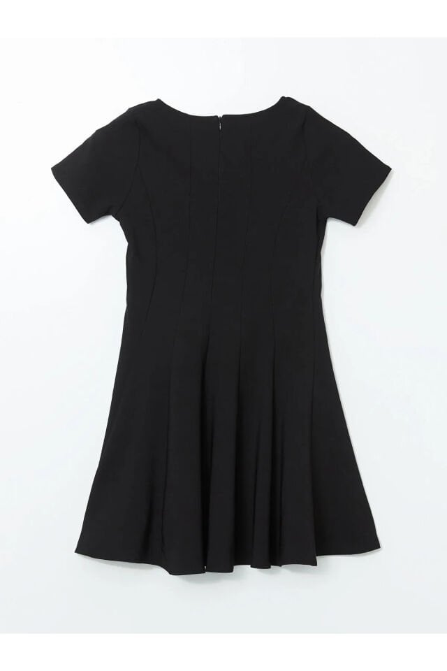 Siyah Bisiklet Yaka Kadın Mini Elbise