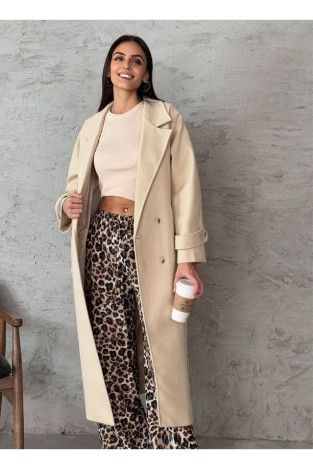 Uzun Kuşaklı Kaşe Kaban