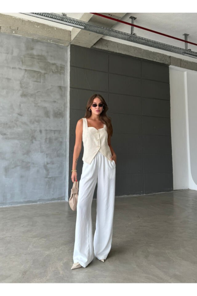 BEJ KETEN KALP YAKA YELEK