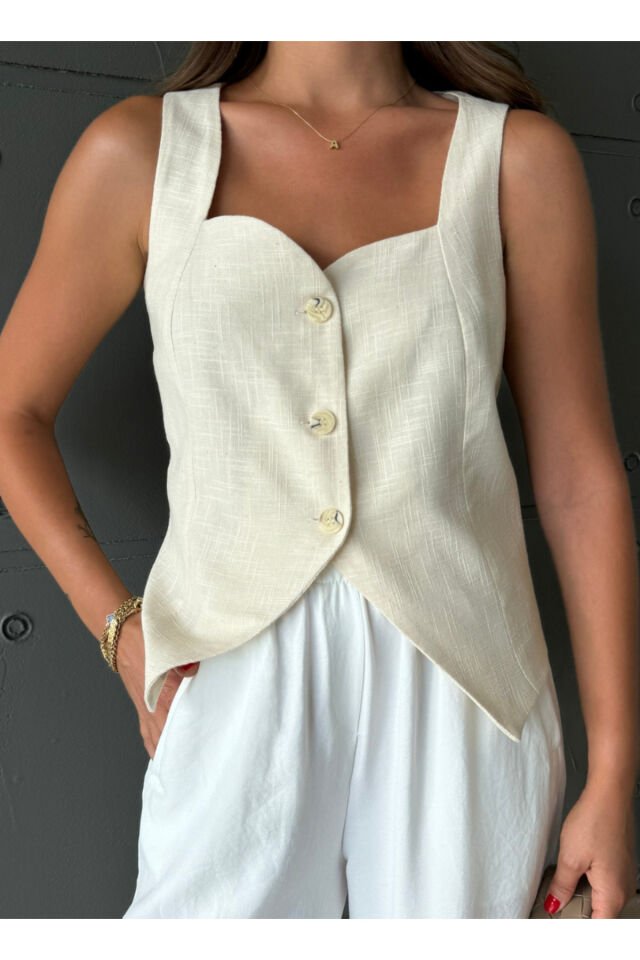 BEJ KETEN KALP YAKA YELEK