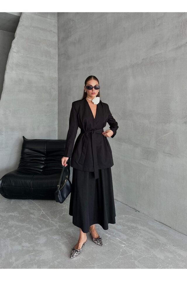 Premium Kalite Kuşaklı Ceket