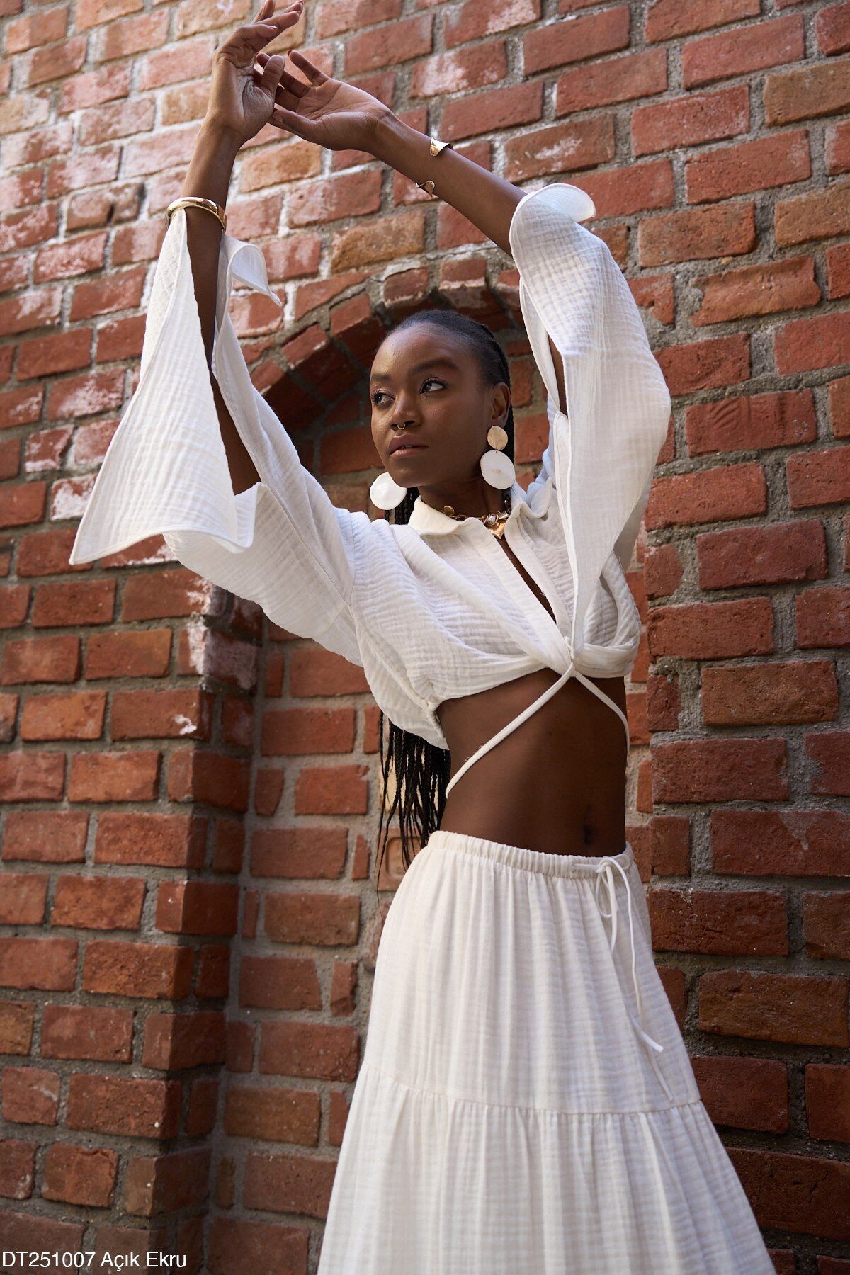 Gömleği Bağlamalı Etekli Takım - %100 PAMUK