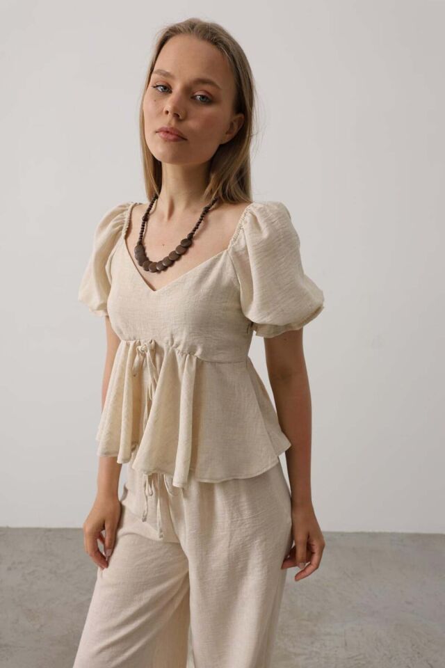 Fiyonklu Yarım Balon Kollu Takım