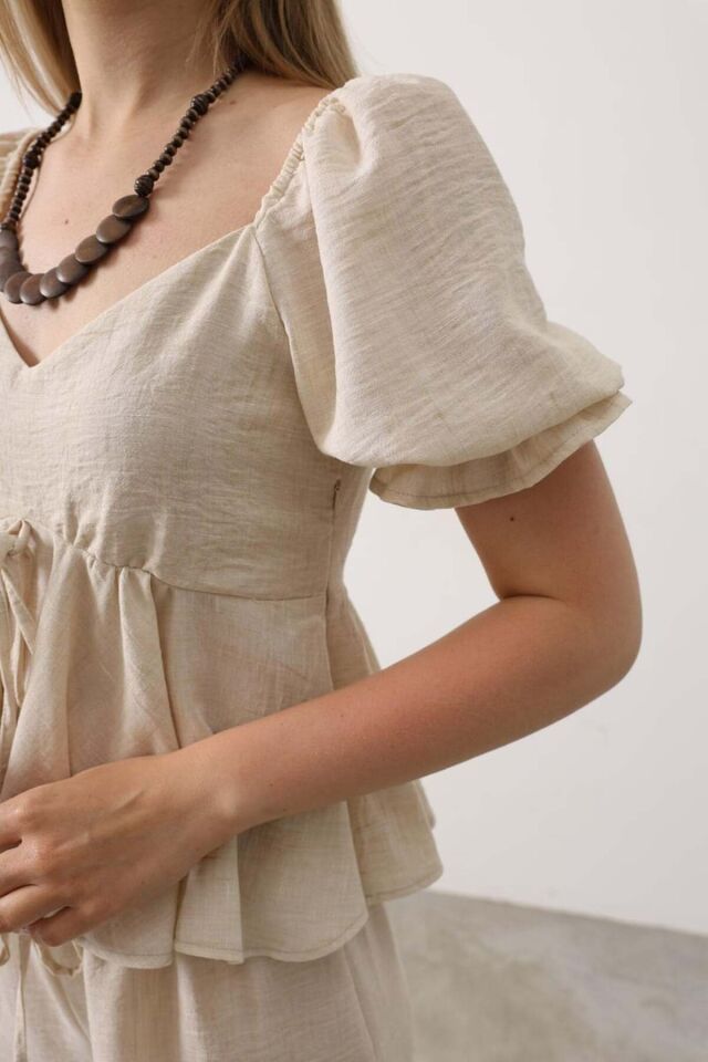 Fiyonklu Yarım Balon Kollu Takım